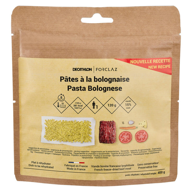 Gevriesdroogde maaltijd pasta bolognese 120 g