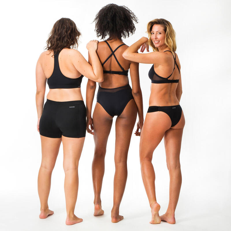 Surfbikinitop voor dames ELISE met dubbele platte rugverstelling ZWART