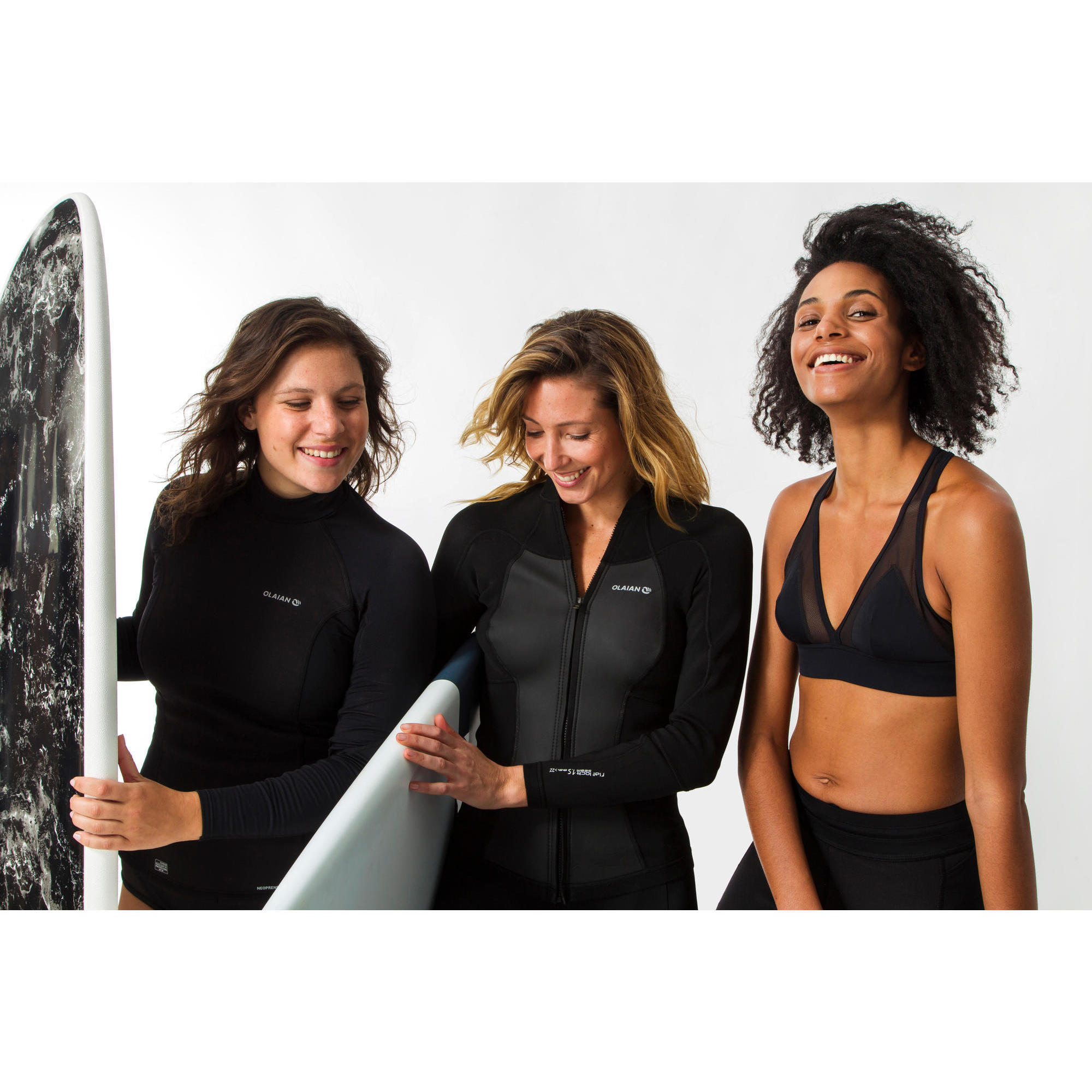 VESTE NEOPRENE FEMME NOIRE NIVEAU EXPERT avec mousse de 1 5MM et ZIP frontal OLAIAN Decathlon