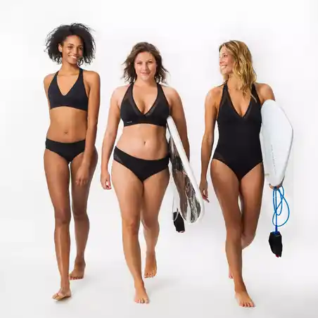 Women's surfing swimsuit bottoms with drawstring SAVANA BLACK