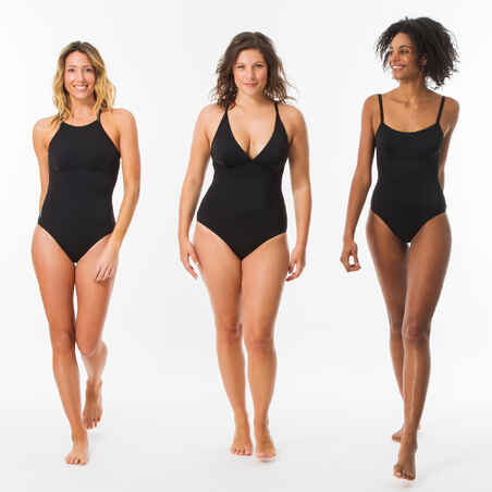 1-piece women's swimsuit CLOE BLACK adjustable X or U shaped back