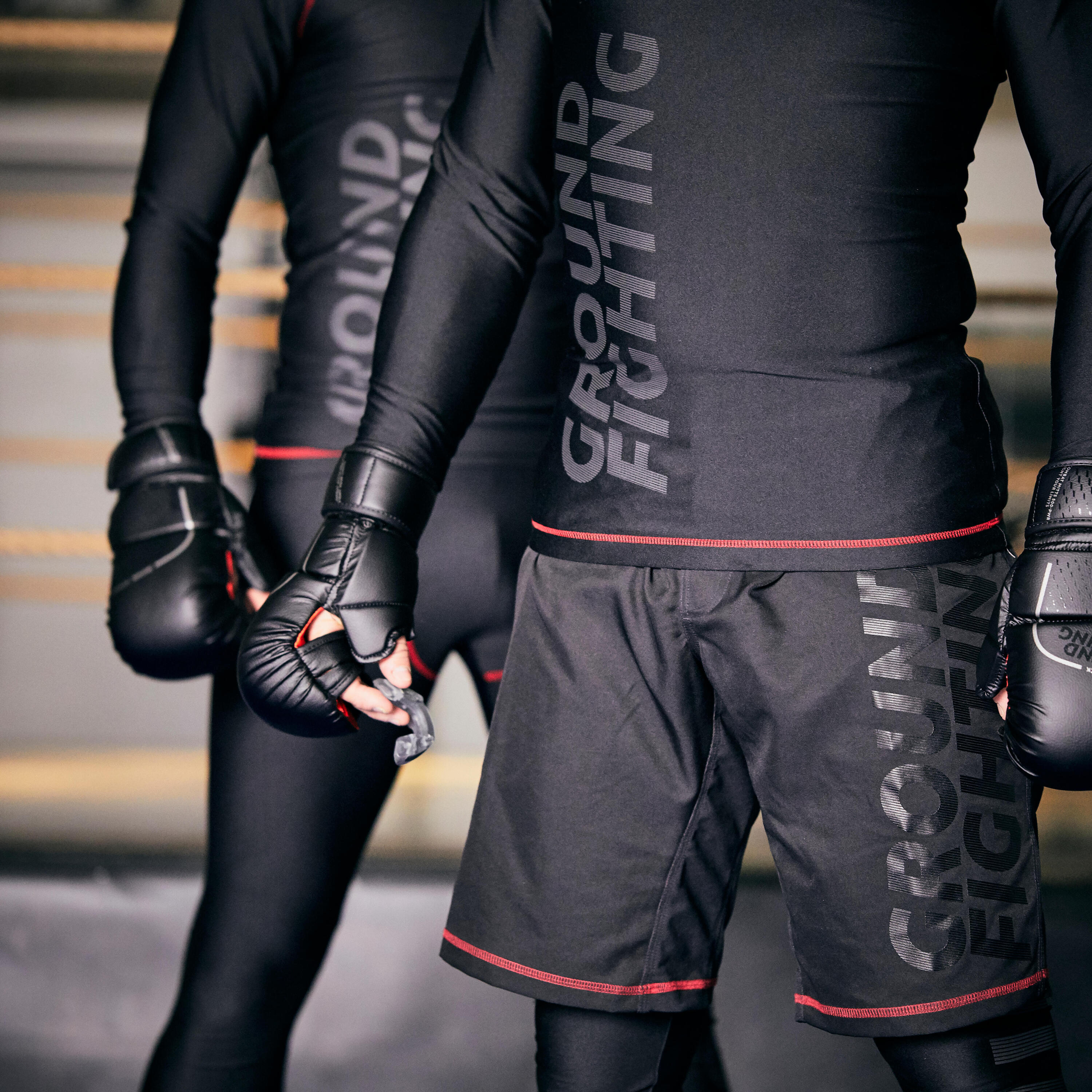 Pantalón corto MMA grappling no gi adulto Outshock 500 negro y rojo 2/10