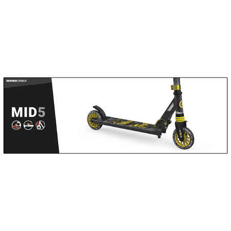 Mid 5 Kids' Scooter with Handlebar Brake and Suspension - Black/Green