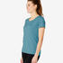 เสื้อยืดผู้หญิงทรงมาตรฐานสำหรับกายบริหารทั่วไปและพิลาทิสรุ่น 500 (สีฟ้า Turquoise)