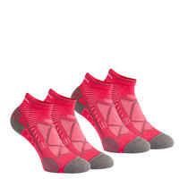 2 pairs of Forclaz 500 MID adult hiking socks - pink and grey.