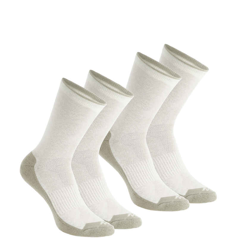 Country walking socks - NH100 High - X2 pairs - beige