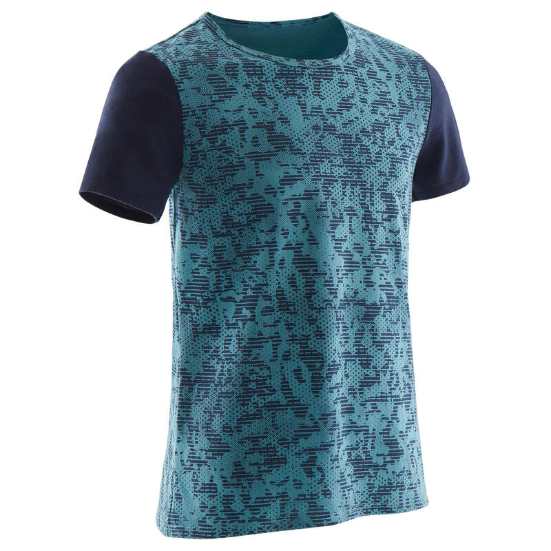 T-shirt enfant coton - Basique bleu avec motifs