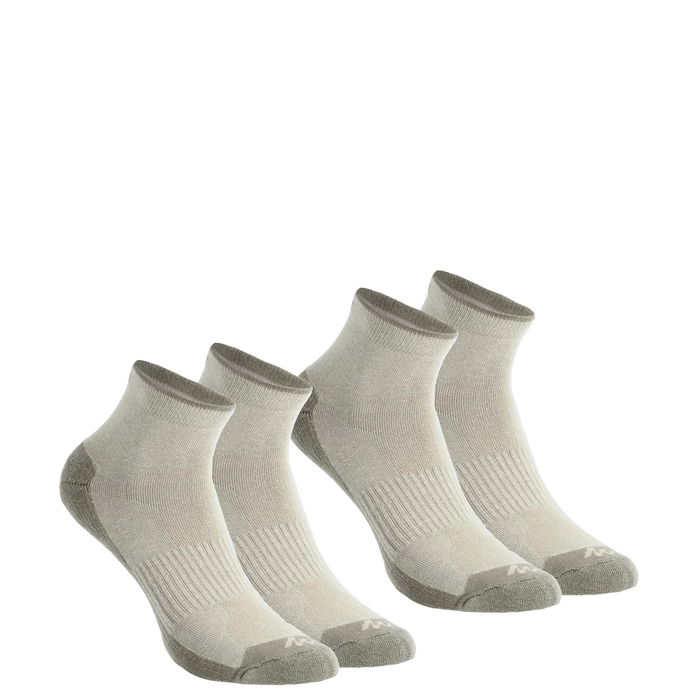 QUECHUA Walking Mid Socks - 2 Pack - Beige