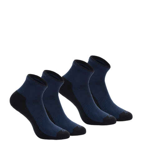Temno modre srednje visoke pohodniške nogavice NH100 (2 para)