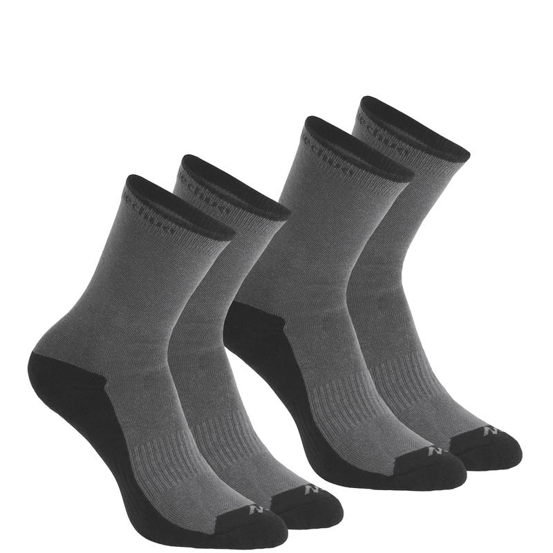 ถุงเท้ายาวสำหรับใส่เดินในเส้นทางธรรมชาติรุ่น NH100 แพ็ค 2 คู่ (สีเทา)