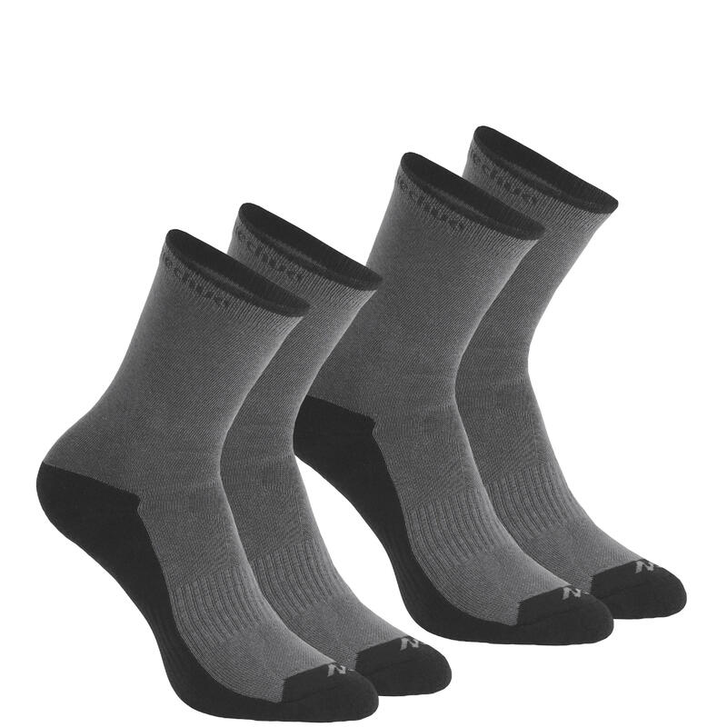 Country walking socks - NH100 High - X2 pairs - grey