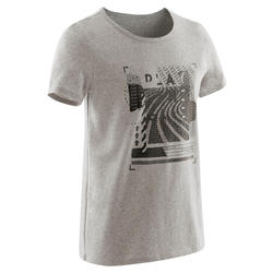 T-shirt manches courtes 100 garçon GYM ENFANT gris imprimé noir