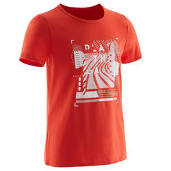 T-shirt manches courtes 100 garçon GYM ENFANT rouge imprimé blanc