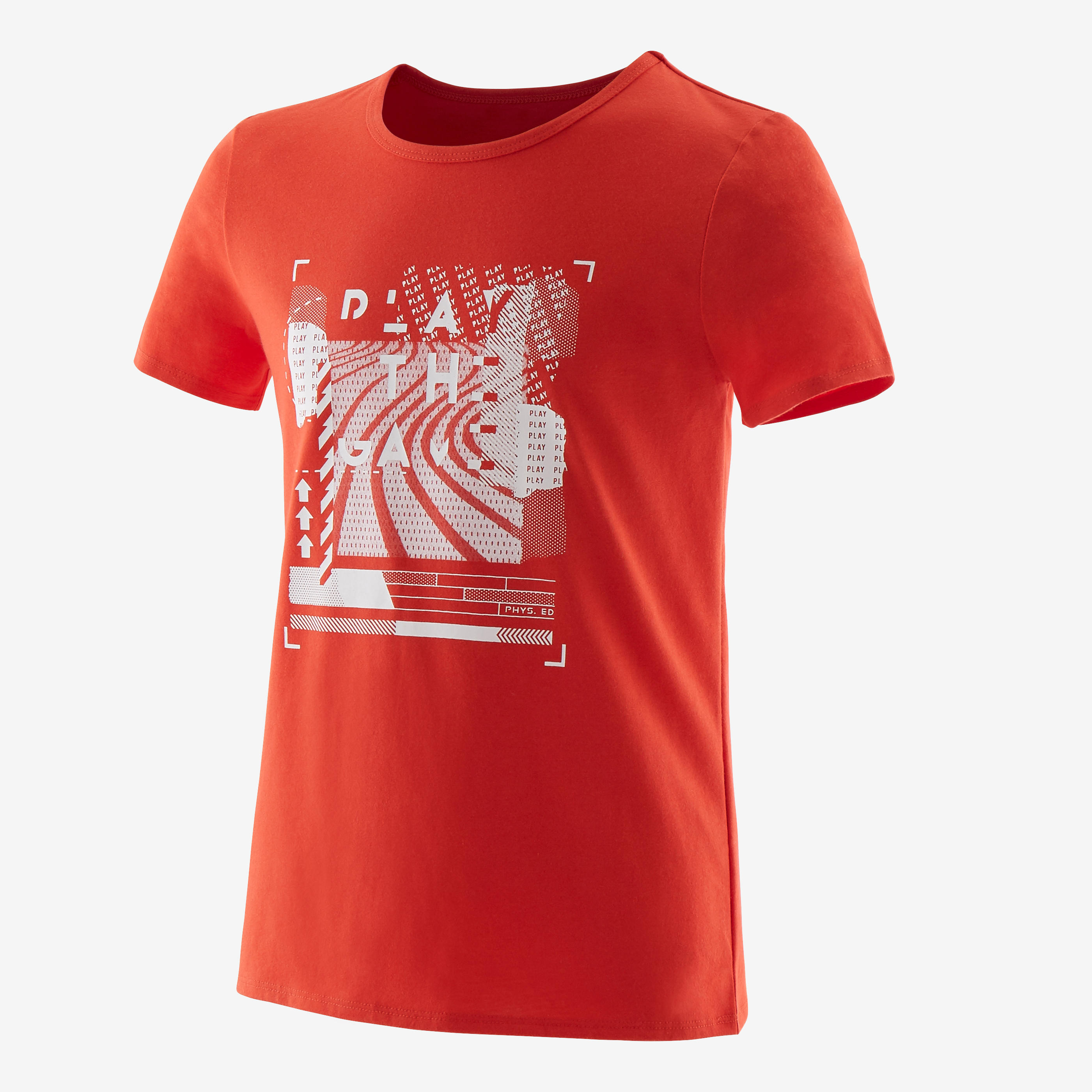 Boys' Short-Sleeved Gym T-Shirt 100 - Red/White Print 2/4