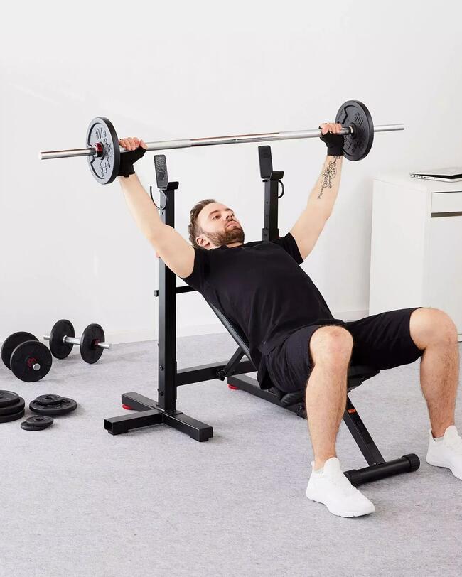 BANCO INCLINÁVEL DE MUSCULAÇÃO COM CAVILHAS REBATÍVEIS