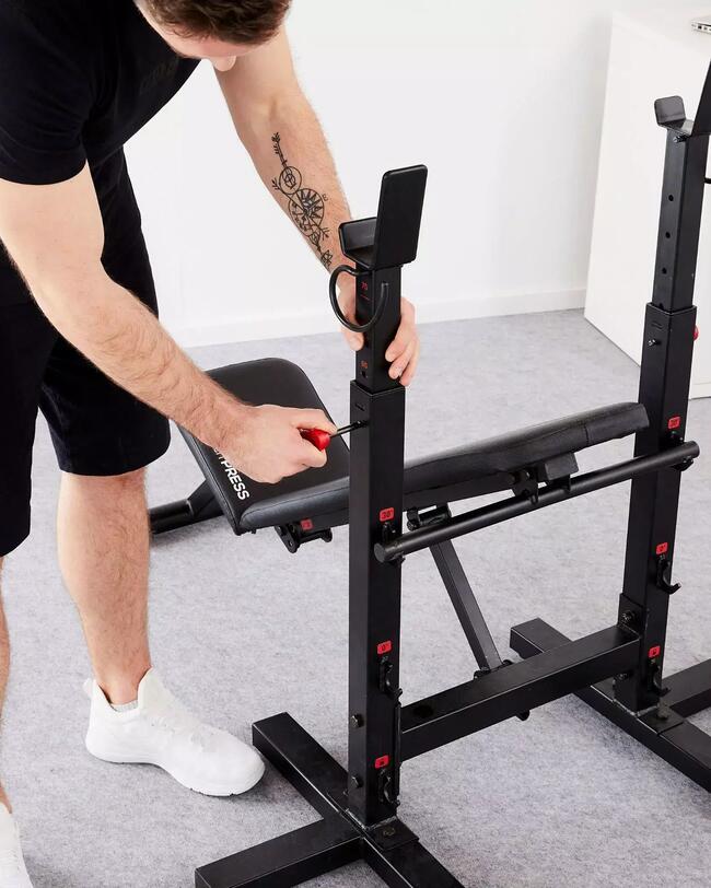 BANCO INCLINÁVEL DE MUSCULAÇÃO COM CAVILHAS REBATÍVEIS