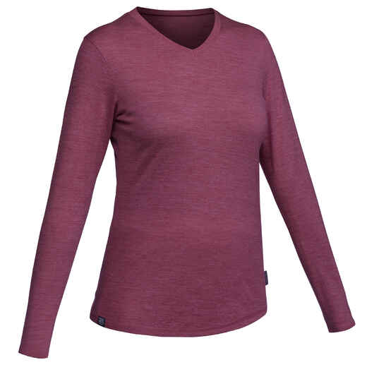 
      Moteriški merino vilnos marškinėliai „Travel 100“, purpuriniai
  
