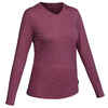 Sieviešu ceļojumu trekinga merino vilnas T krekls “Travel 100”, purpurkrāsas
