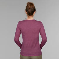 Women's Travel Trekking Merino Wool T-Shirt - TRAVEL 100 Purple