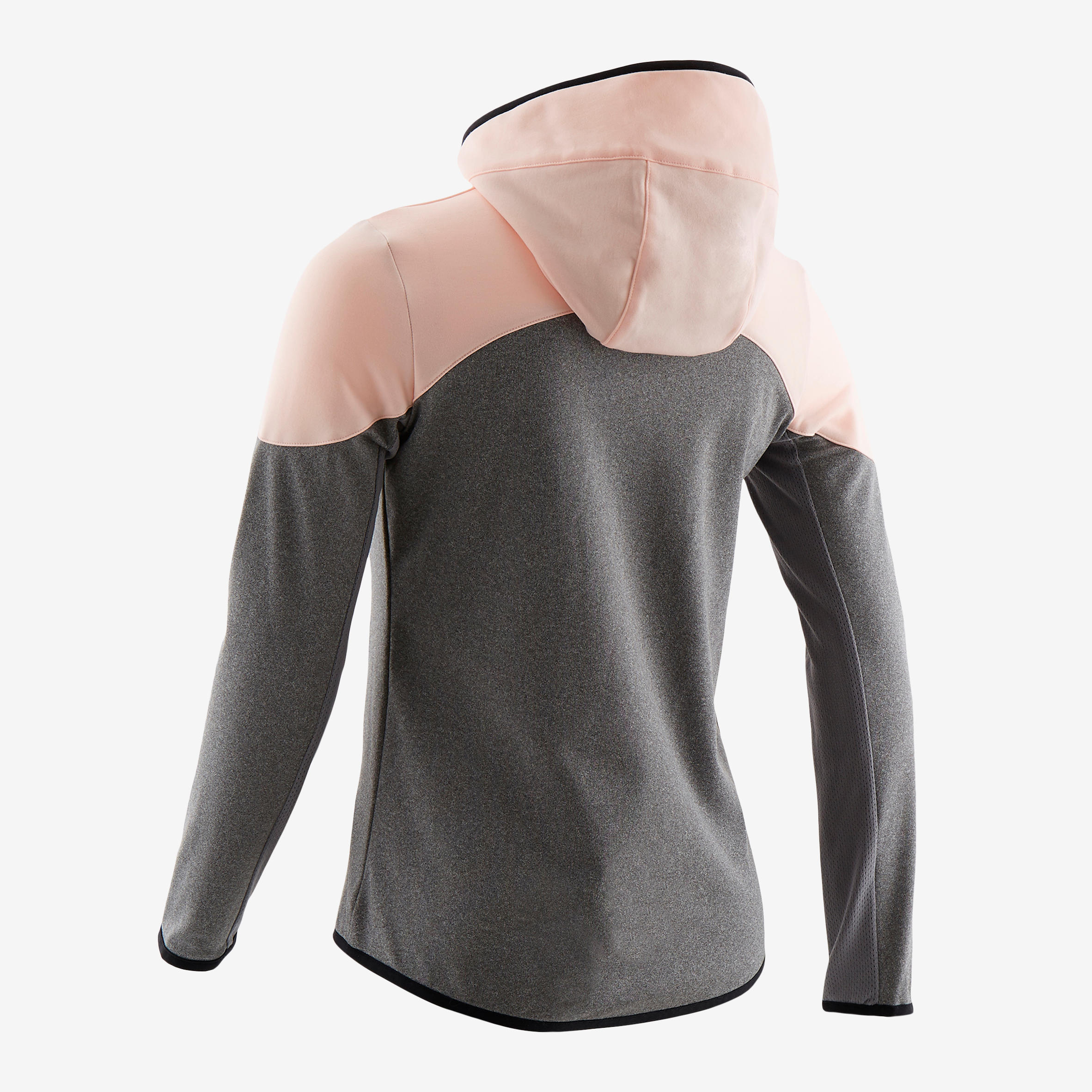 Kids' Zip-Up Hooded Sweatshirt - Grey/Pink 3/4