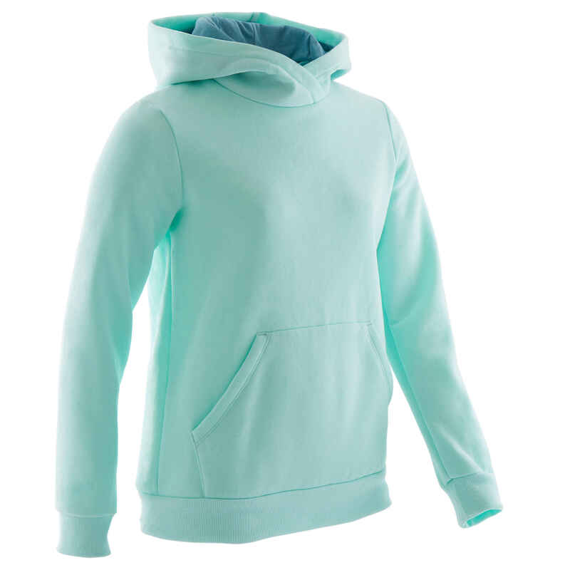 Girls' Warm Fleece Gym Hoodie 100 - Plain Green