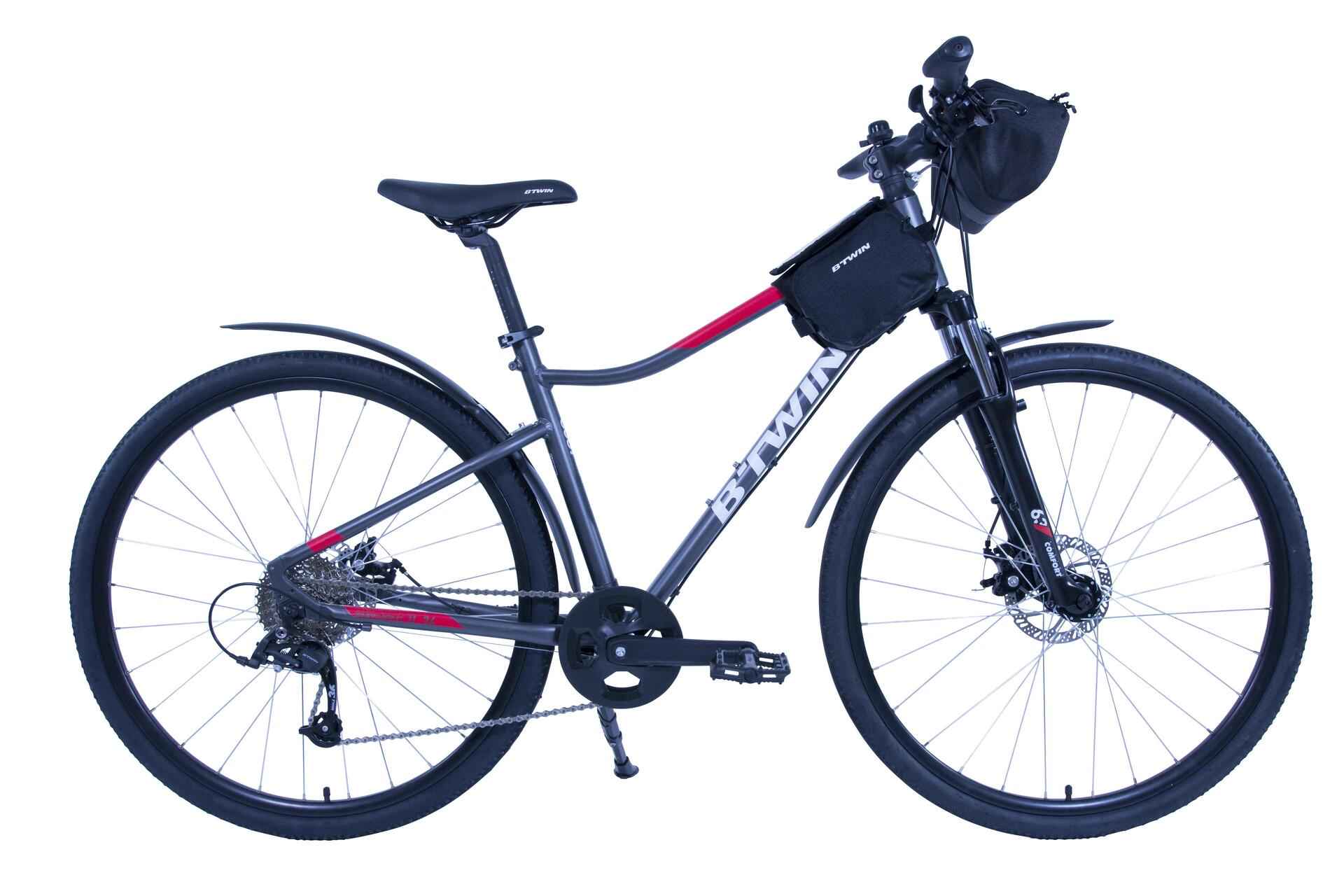 Hybrid Bike Riverside 500 9 speed Disc Brake Grey/Red