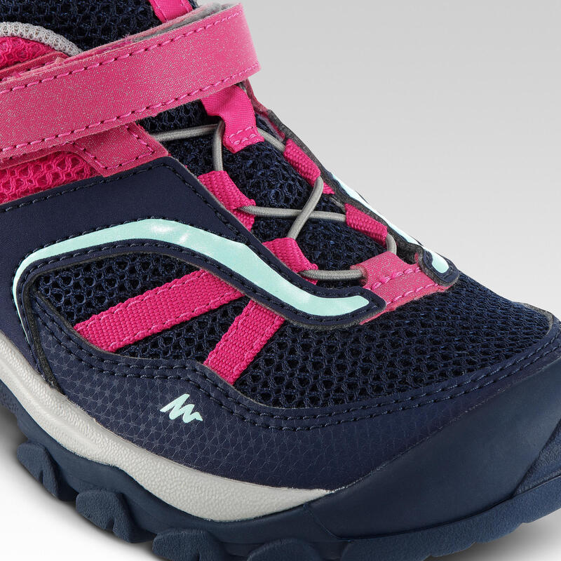 Chaussures de randonnée montagne avec scratch fille Crossrock bleues/rose 24-34