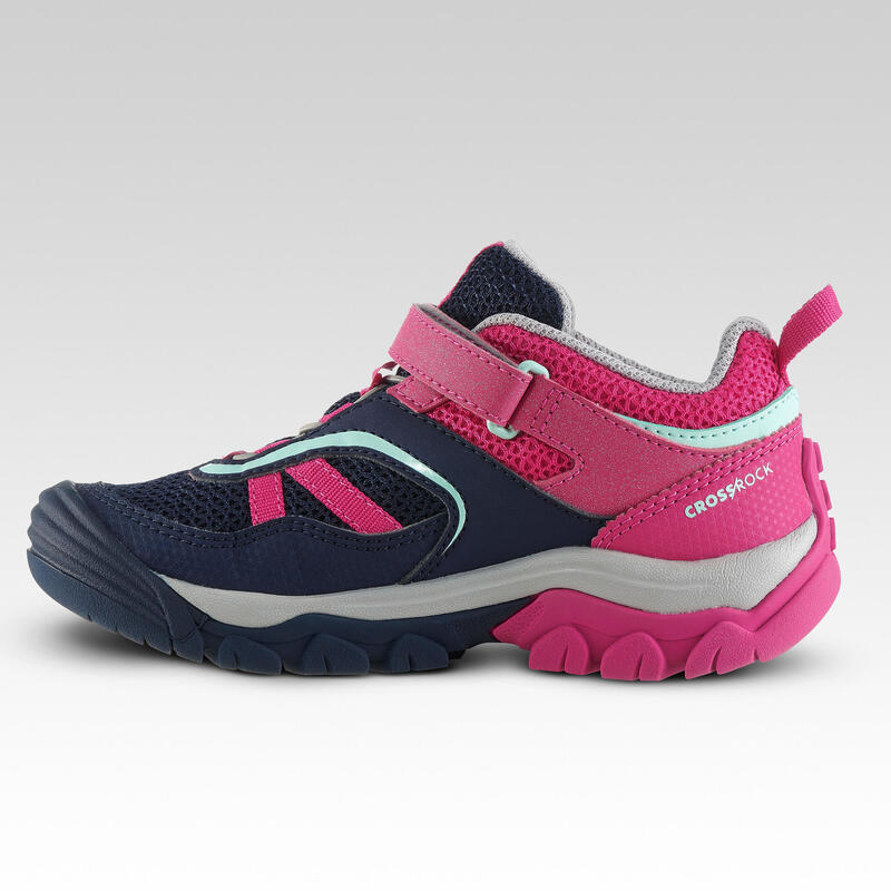 Dívčí turistické boty na suchý zip Crossrock modro-růžové