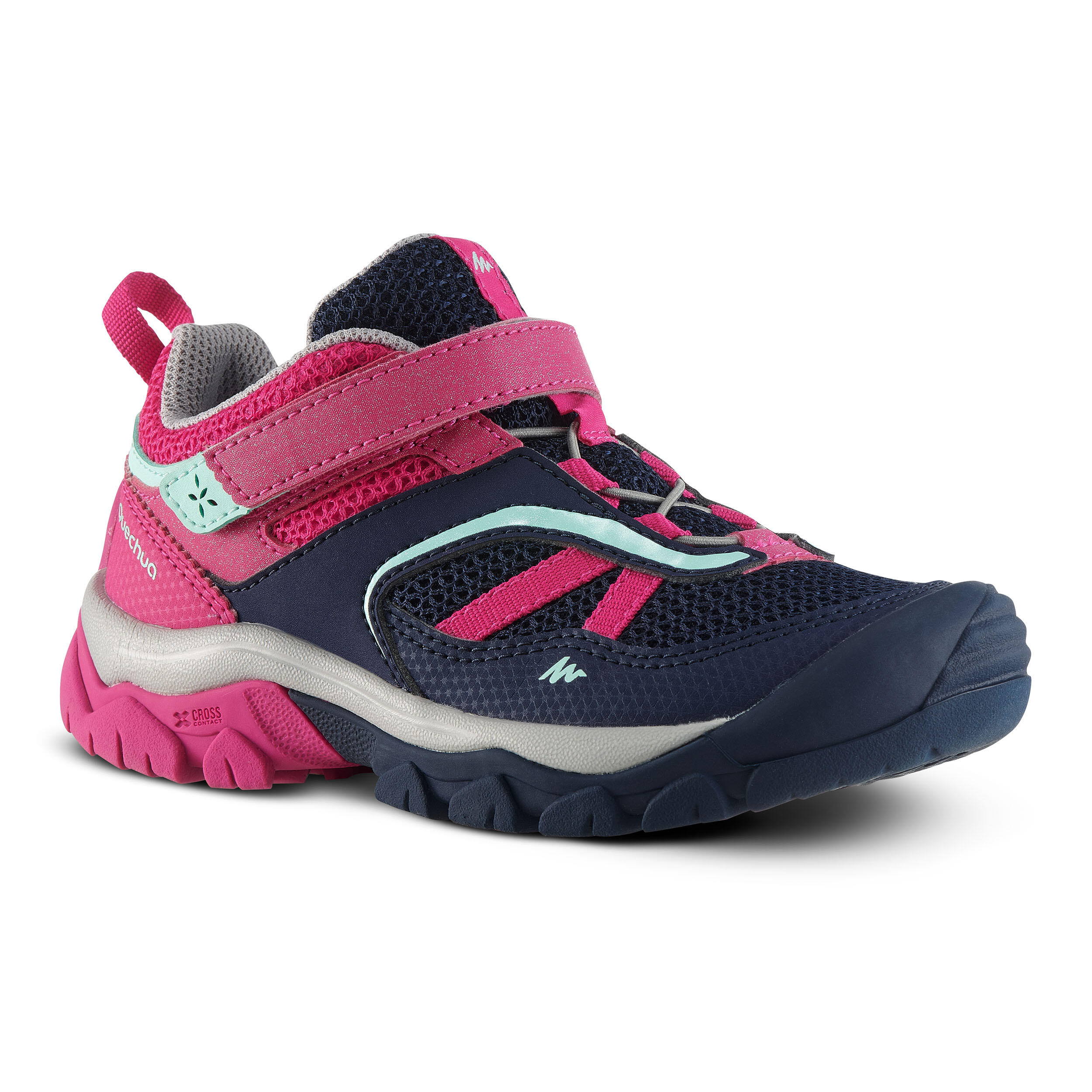 Girls Walking Shoes with Rip Tab Pink Navy Decathlon