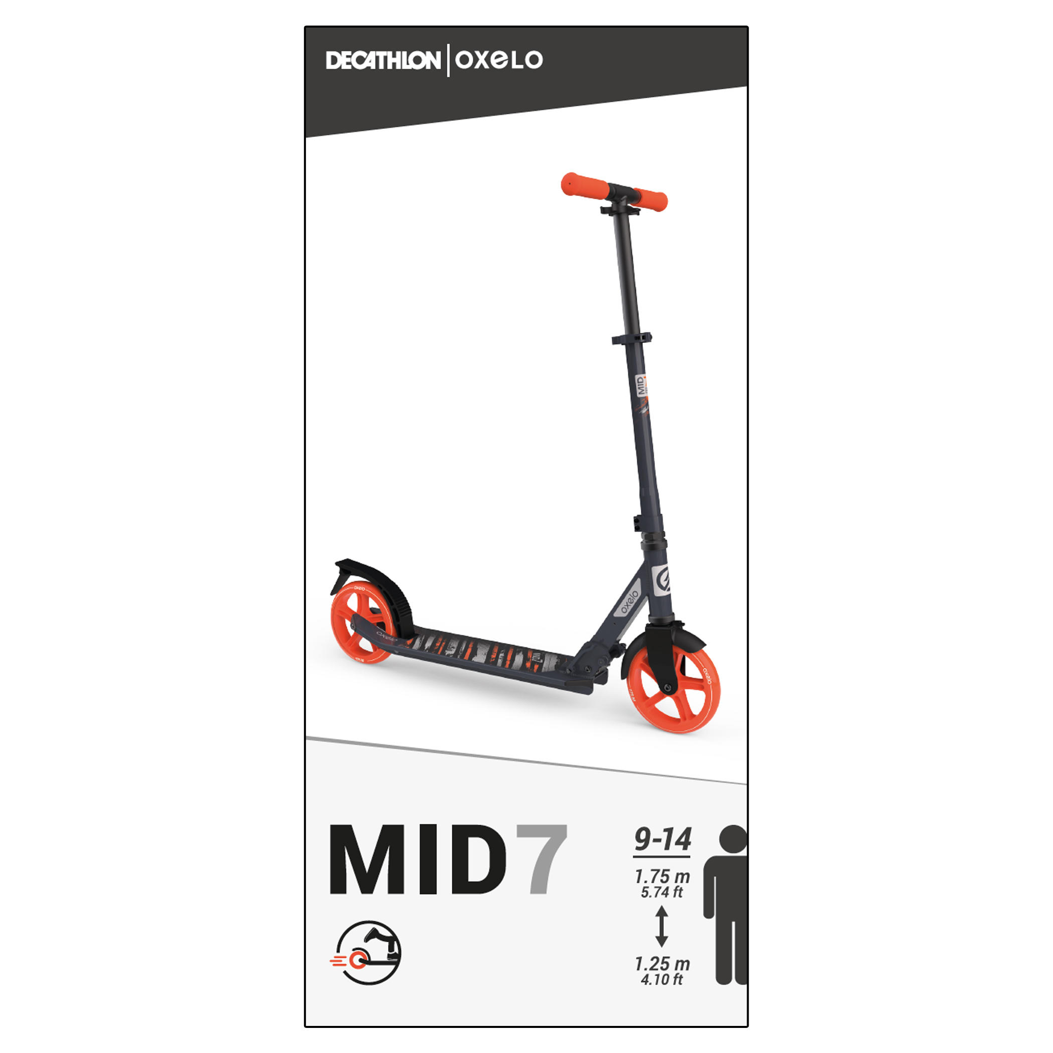 Kids' Scooter with Stand - Mid 7 Orange - OXELO