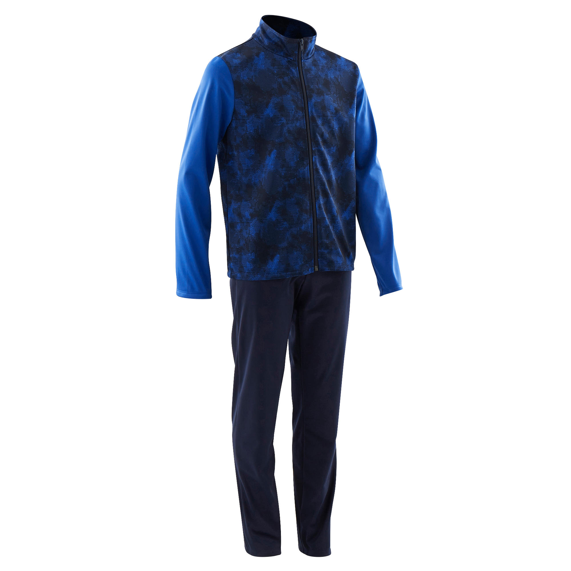 DOMYOS Kids' Basic Synthetic Breathable Tracksuit Gym'Y - Blue/Blue Print