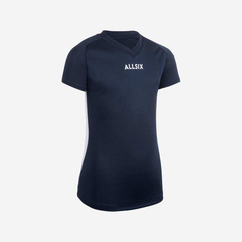 Camiseta Voleibol Niña Allsix V100 azul marina