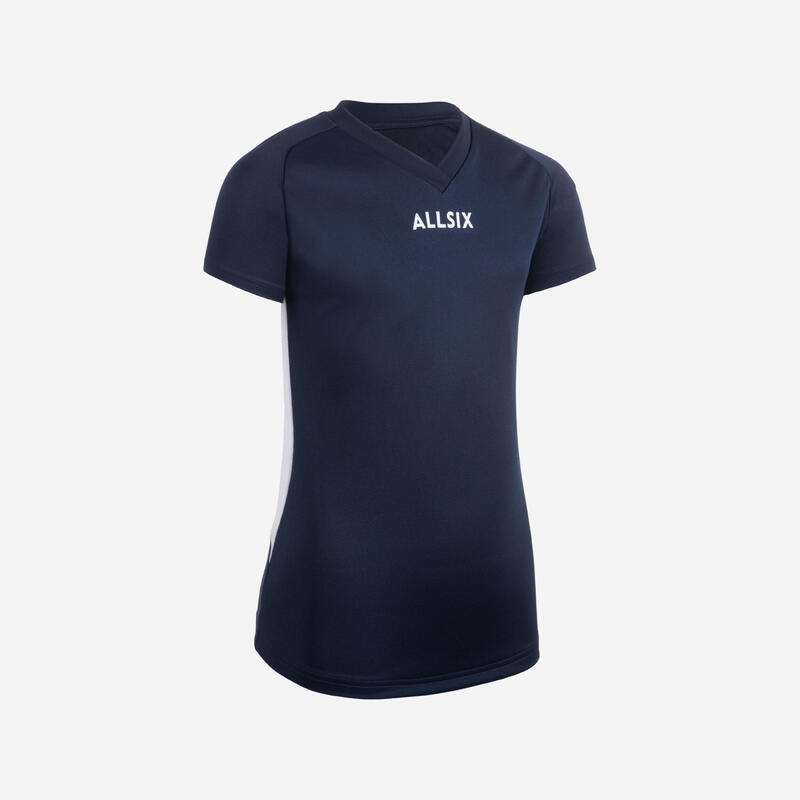 CAMISOLA DE VOLEIBOL V100 MENINA AZUL MARINHO