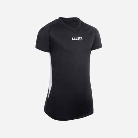 Tinklinio marškinėliai „V100“ mergaitėms, juodi