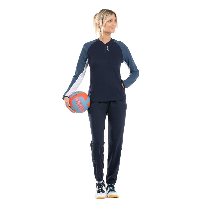 Volleybal sweatshirt dames donkerblauw/lichtblauw