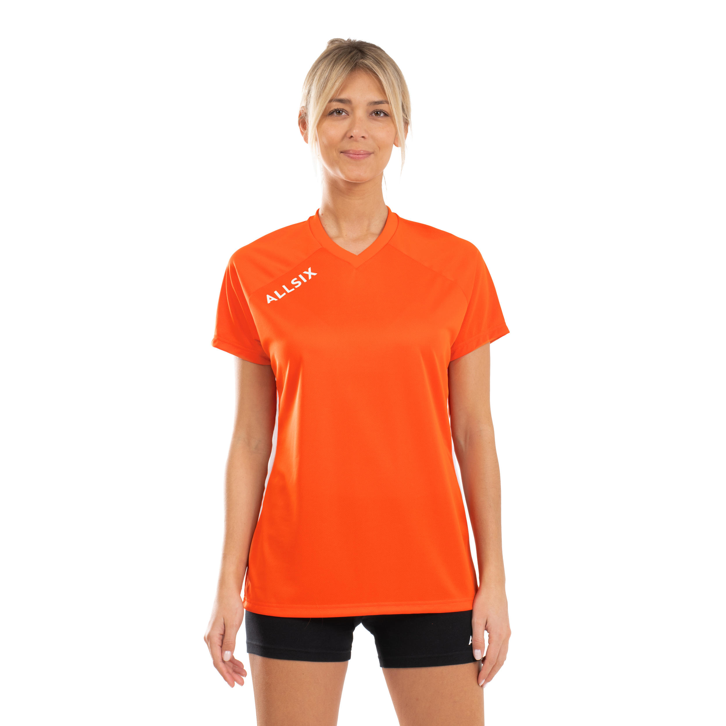 V100 Women's Volleyball Jersey - Orange 3/8