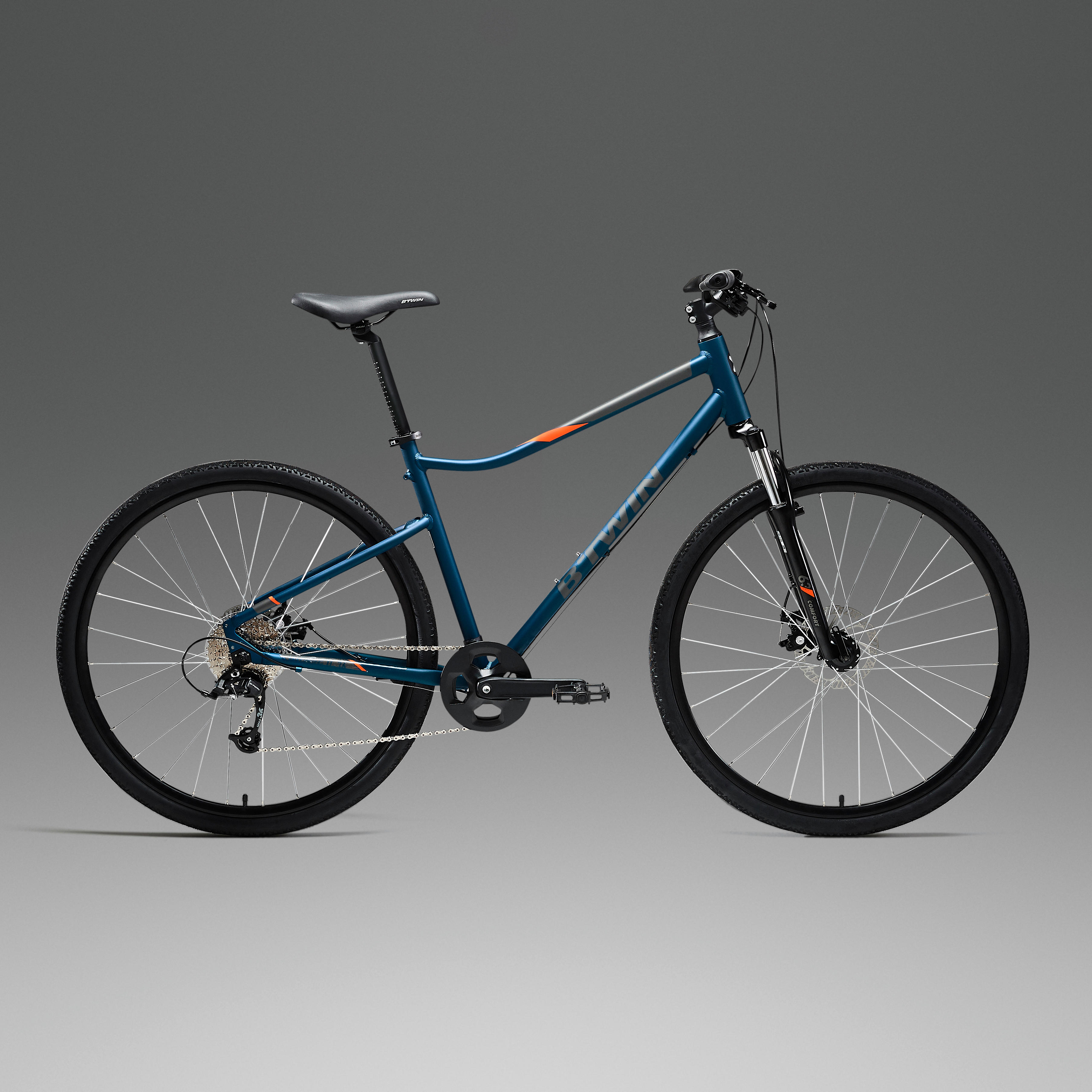 HYBRID BIKE RIVERSIDE 500 - BLUE - Decathlon