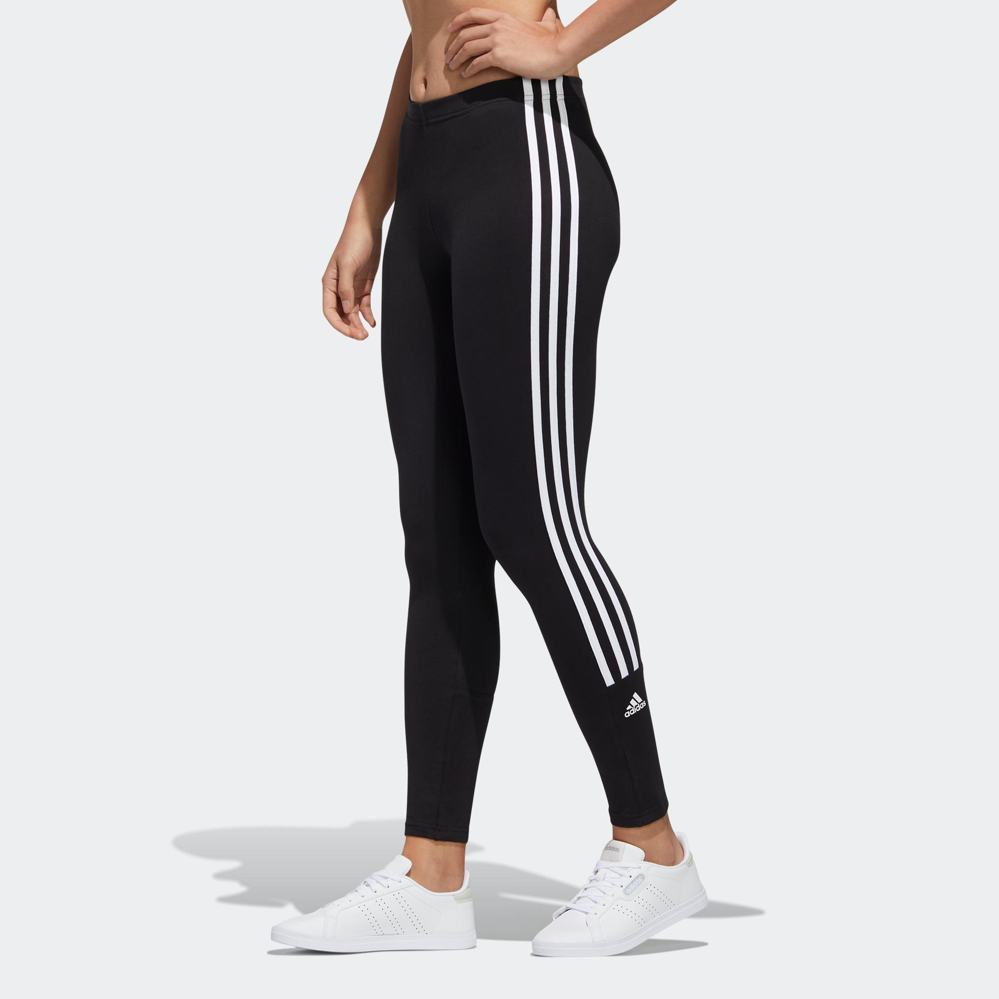 black three stripe leggings by adidas
