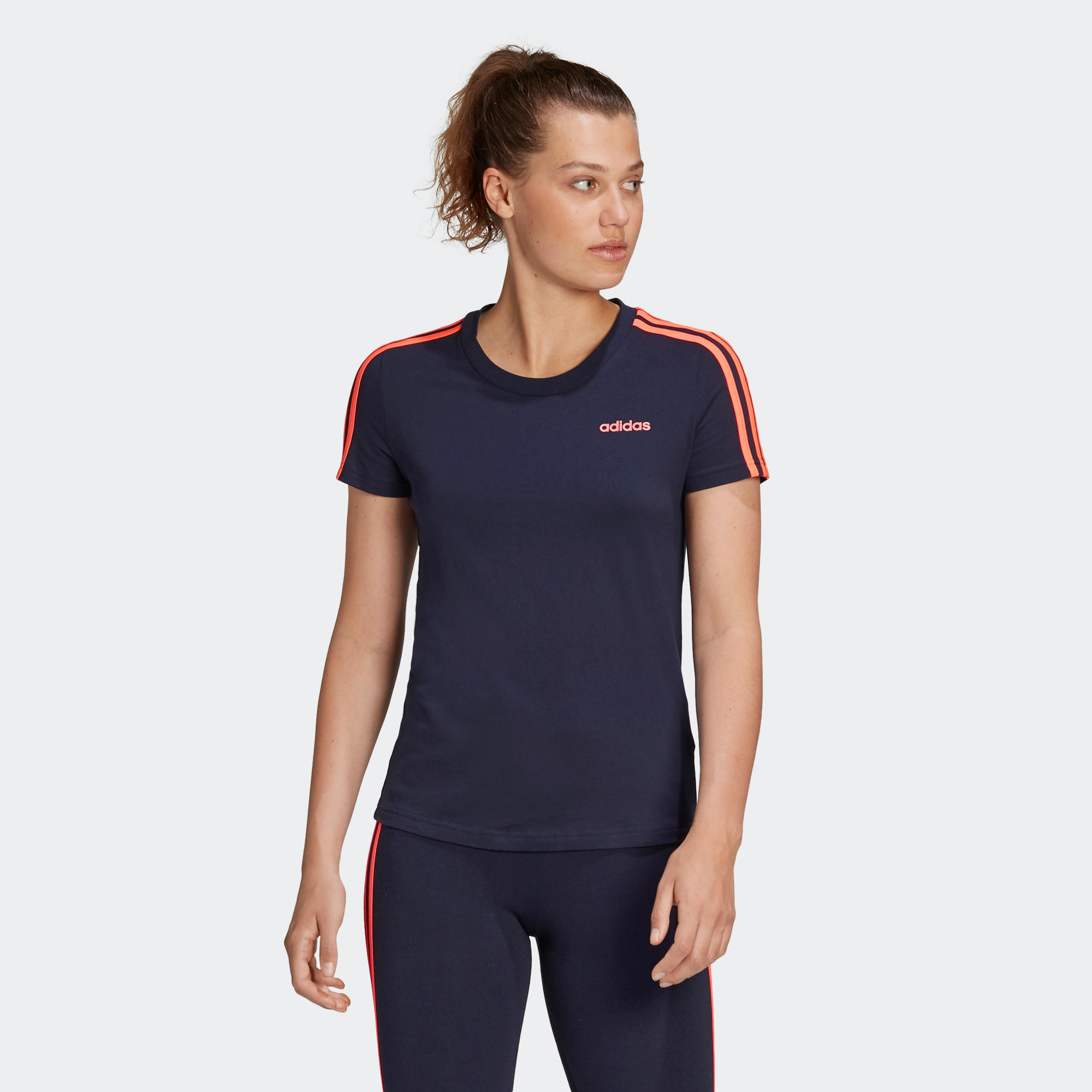 Camiseta manga corta Adidas mujer Essentials azul marino rosa ADIDAS |  Black Friday Decathlon 2020