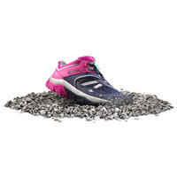 Girl's low mountain walking lace-up shoes Crossrock - Blue/Pink 3-5.5