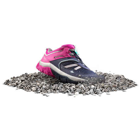 Girl's low mountain walking lace-up shoes Crossrock - Blue/Pink 3-5.5