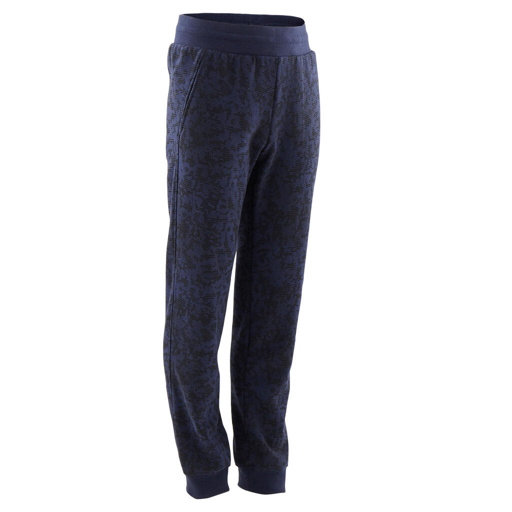 Jogginghose 100 weit warm Gym Kinder marineblau mit Print
