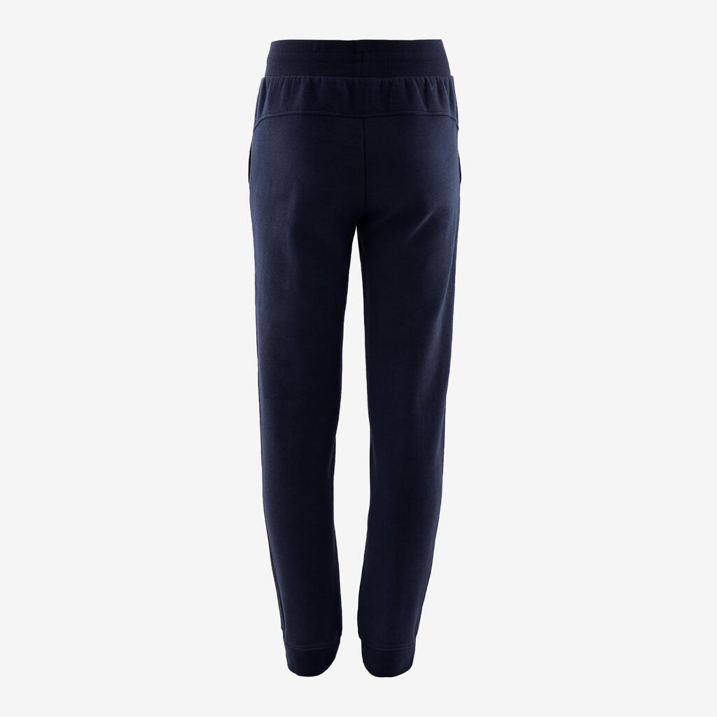 Kids' Warm Straight-Leg Jogging Bottoms 500 - Navy