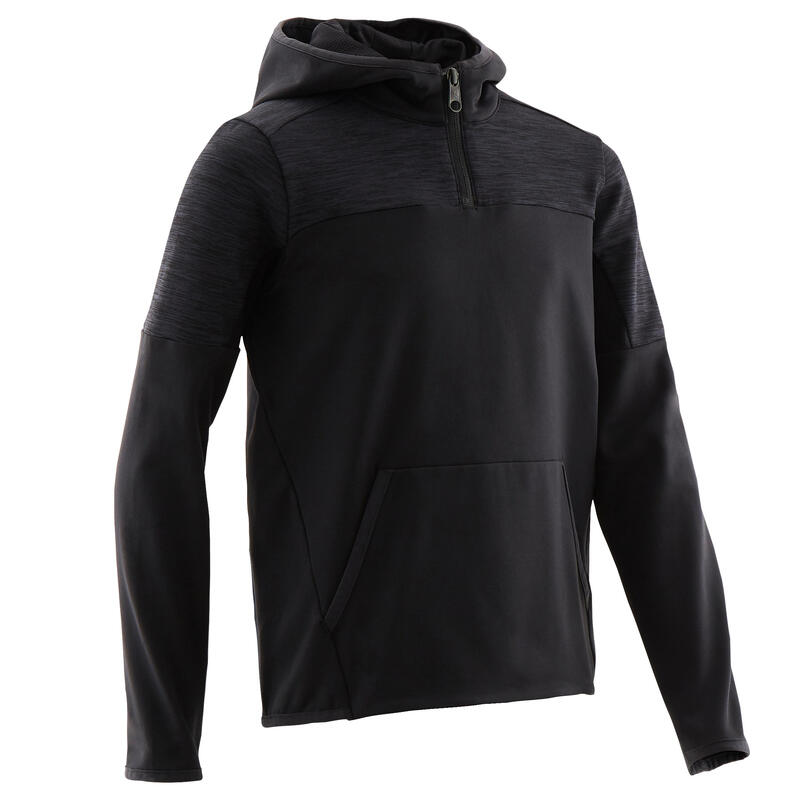 Sweat capuche 1/2 zip chaud, synthétique respirant S500 garçon GYM ENFANT noir