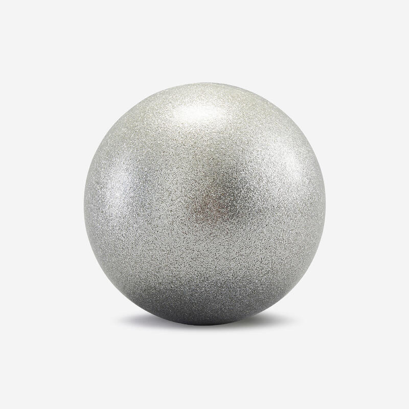 Bal ritmische gymnastiek 16,5 cm zilverkleurig met glitters