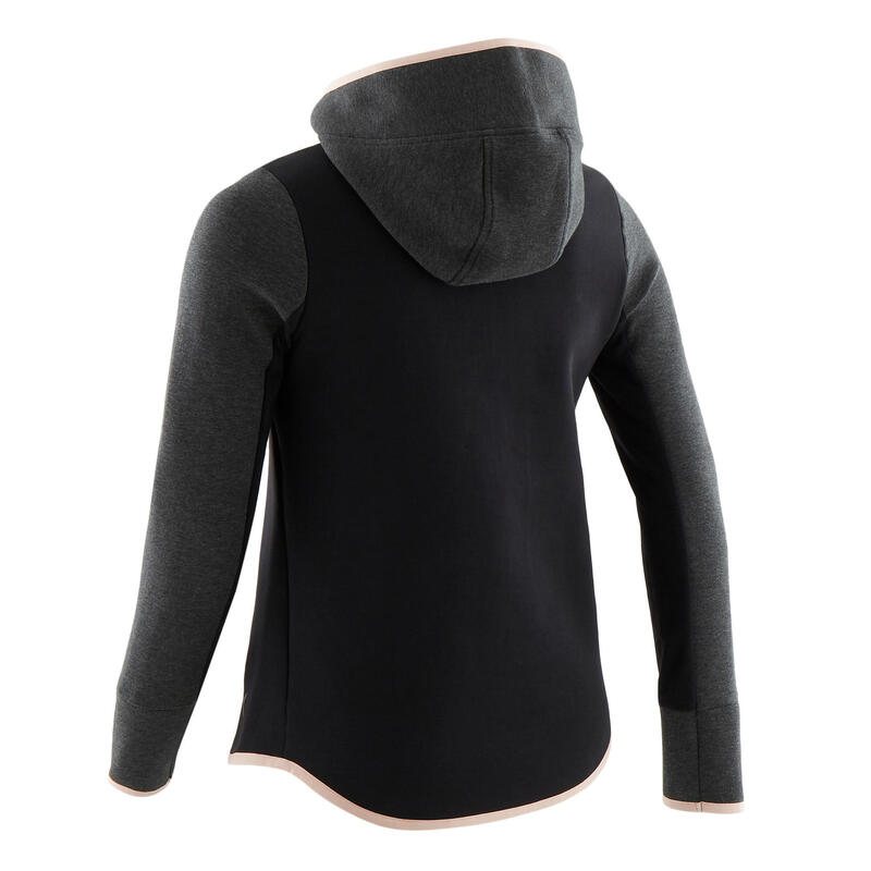 Sweat zippé à capuche chaud enfant - 900 noir et gris chiné foncé