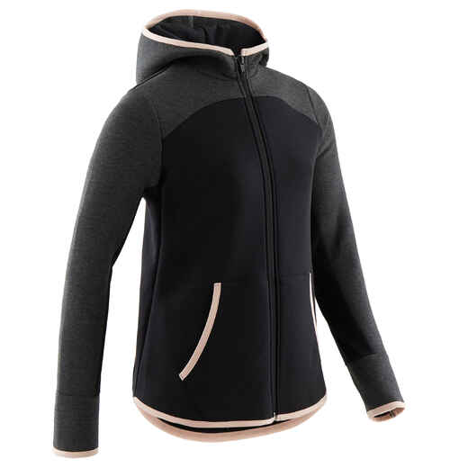 
      Meiteņu siltināta elpojoša kokvilnas vingrošanas jaka ar kapuci “500”, melna
  