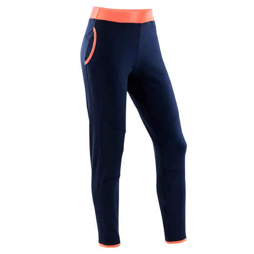 
      Girls' Gym Warm Breathable Synthetic Bottoms S500 - Navy/Coral Waistband
  