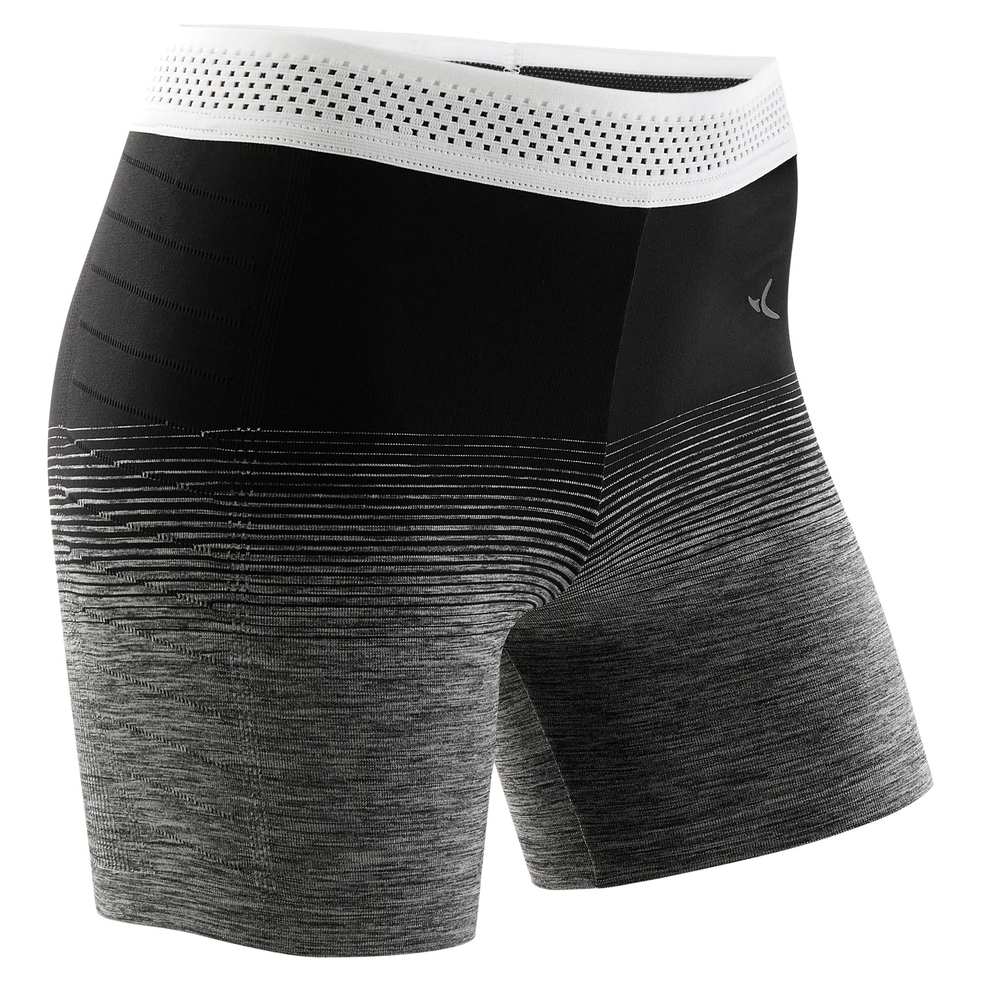 Pantalon scurt S900 educație fizică fără cusături negru-alb fete