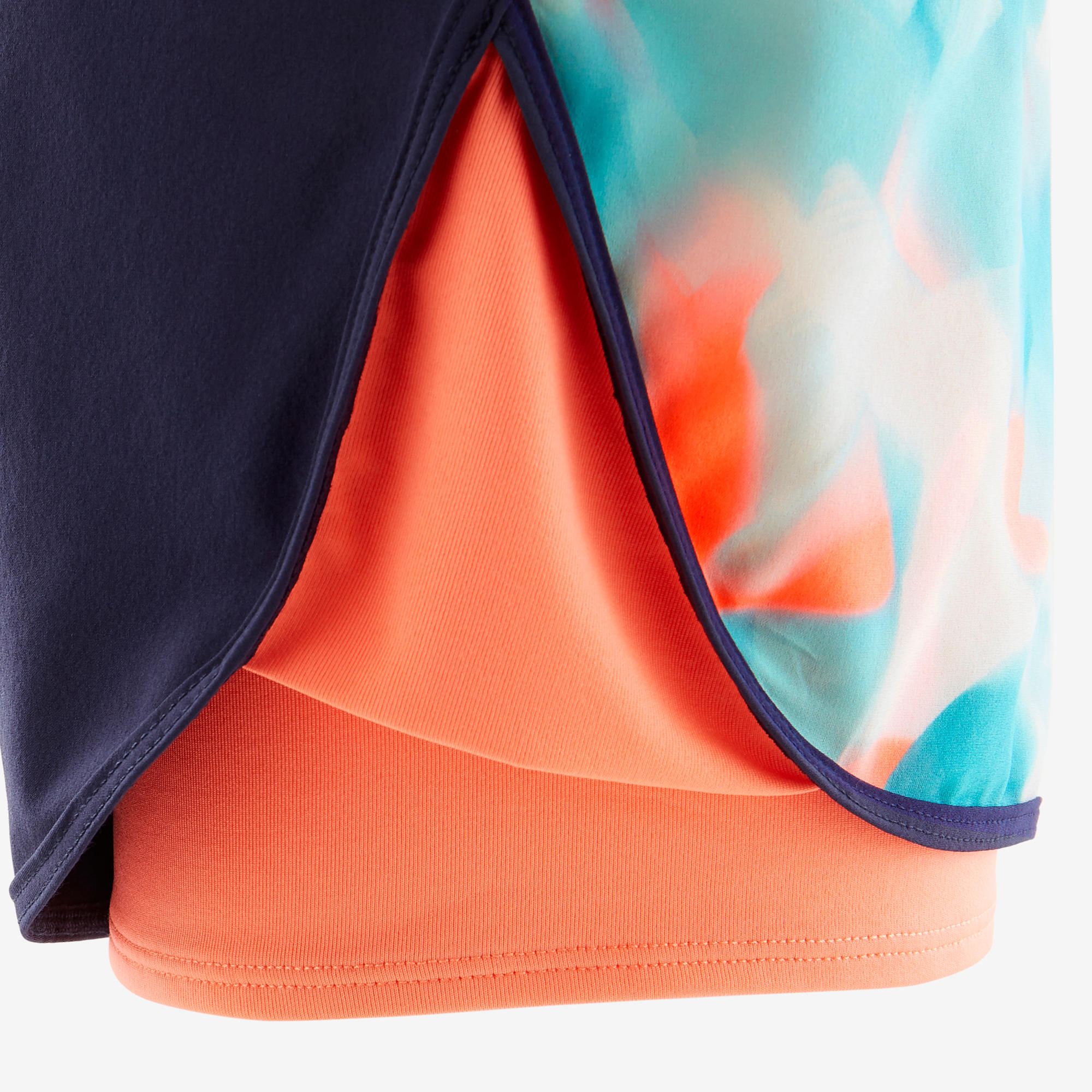 Girls' 2-in-1 Breathable Multisport Shorts - Blue & Coral 4/4
